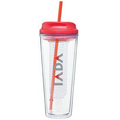 20 Oz. Clear Infuse Tumbler Cup W/Red Lid & Straw